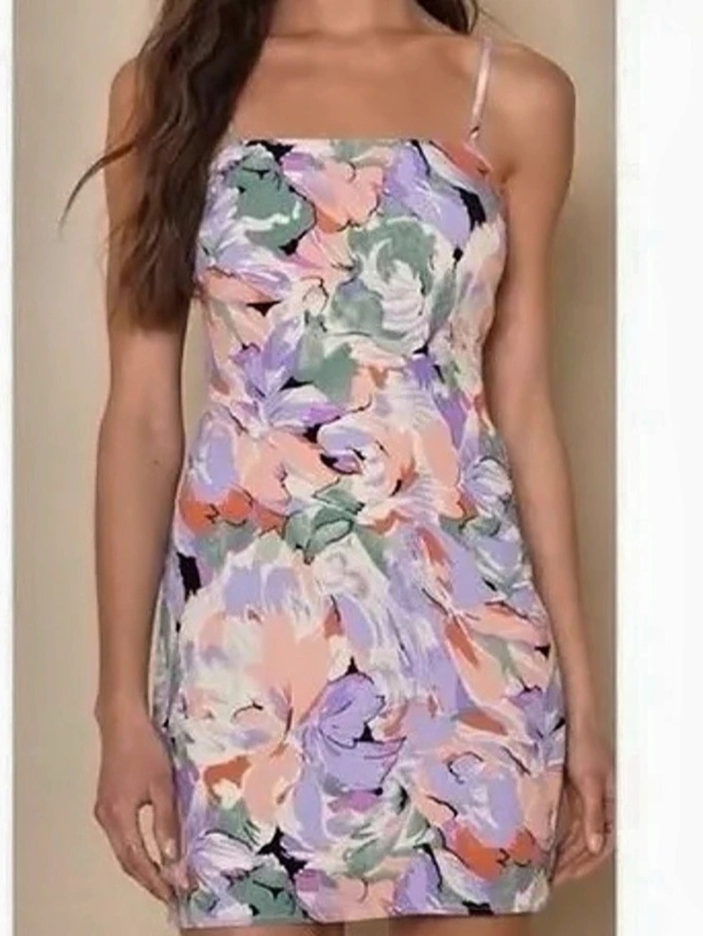 Lulu's Floral Mini Dress in Purple Size Large Like New